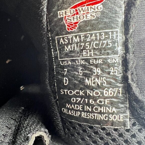 Red Wing Flexforce Men Size 7D Aluminum Safety Toe Hiker Boot Black 6671 main image 11